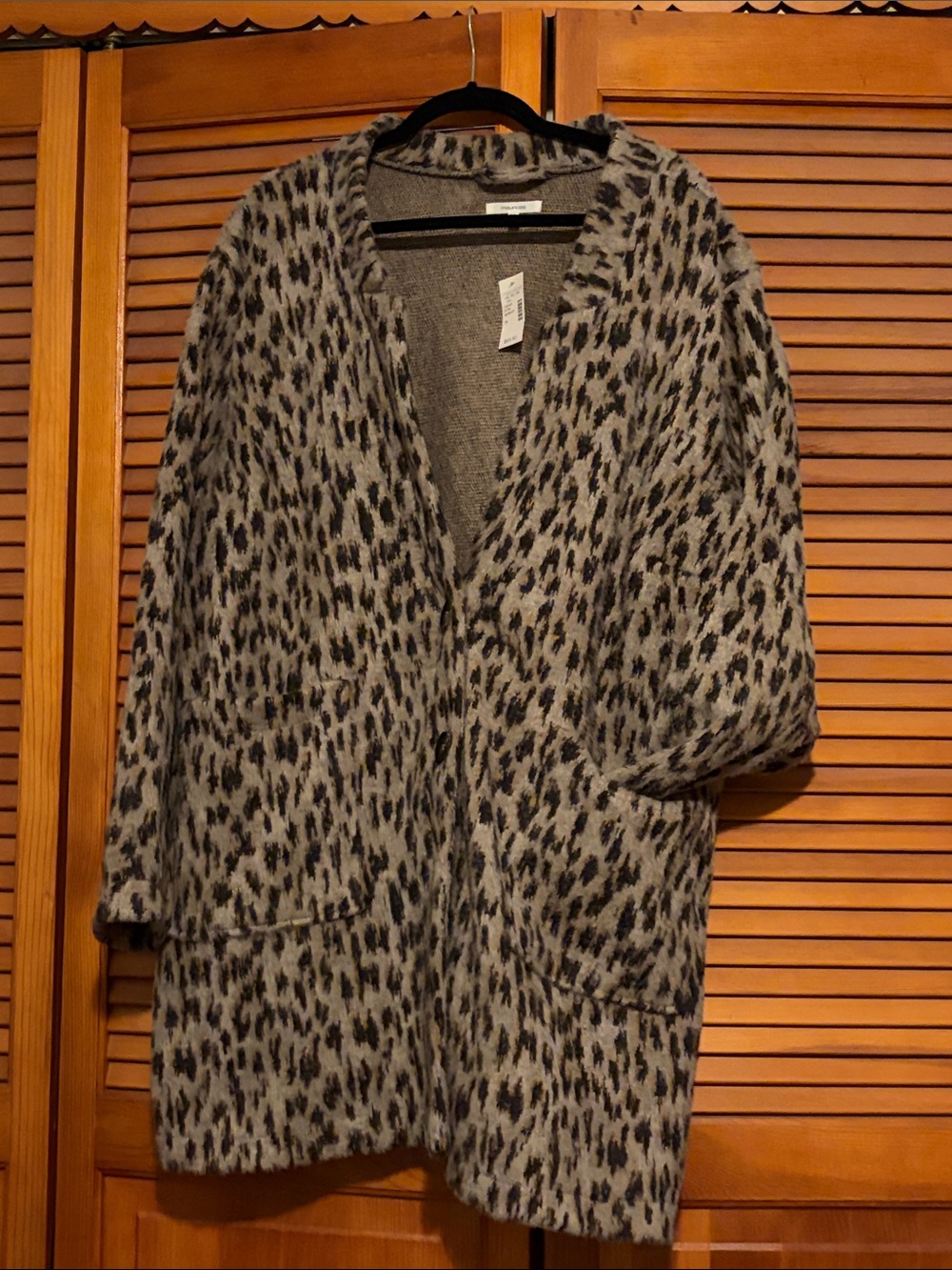 Maurices Grey Leopard V-neck front with 2 buttons Cardigan